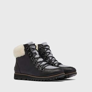Sorel Harlow Womens Boots  Lace Cozy Ankle Lace Up BlackSherpa Sz 7